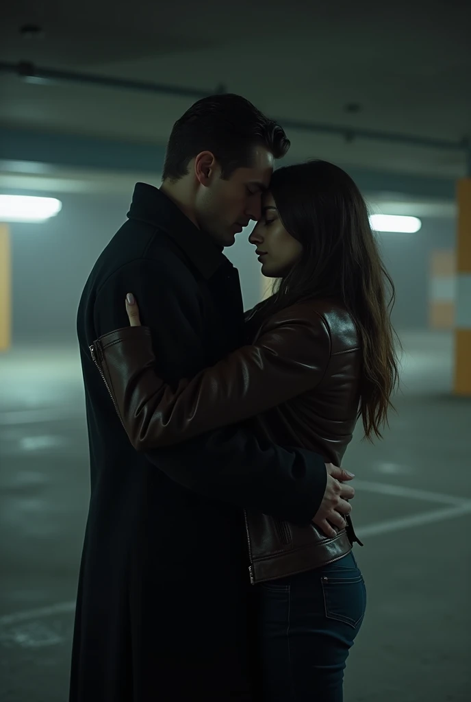 Damon Salvatore and Laura share a steamy moment in the backseat of a luxury car. Damon is dressed in a crisp white shirt, slightly undone, and black trousers, while Laura wears a tight, black cocktail dress. They are entangled in a passionate embrace, the confined space amplifying their desire as city lights blur outside the car windows.

