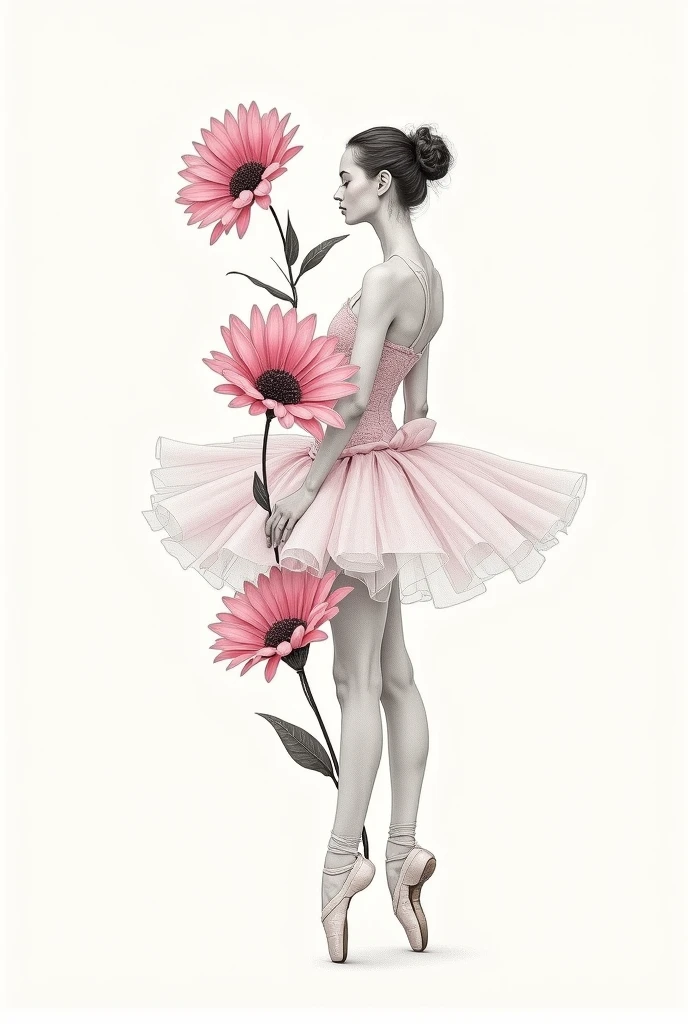 gothic ballerina tattoo with loose hair