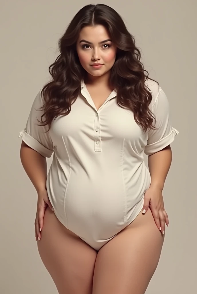 portrait of an Middle-aged ((BBW)) woman, Curvy, Thick, Voluptuous, Chubby, Sexy , (Belly Fat): , (Plus Size) (((full body ))),((Looking at the Viewer)),(with big belly), she has a (round belly) of swinging fat, (her belly is thick and round, a big belly), (around 40 years old),(Middle-aged white woman in her 40s: 1.3), (Dull skin: 1.2) ,brown and hair,(very long hair:1.2), spread legs, hairy vagina, in the garden clear facial features, Cinematic, 35mm lens, f/1.8, accent lighting, global illumination –uplight –v 4, nude, nsfw