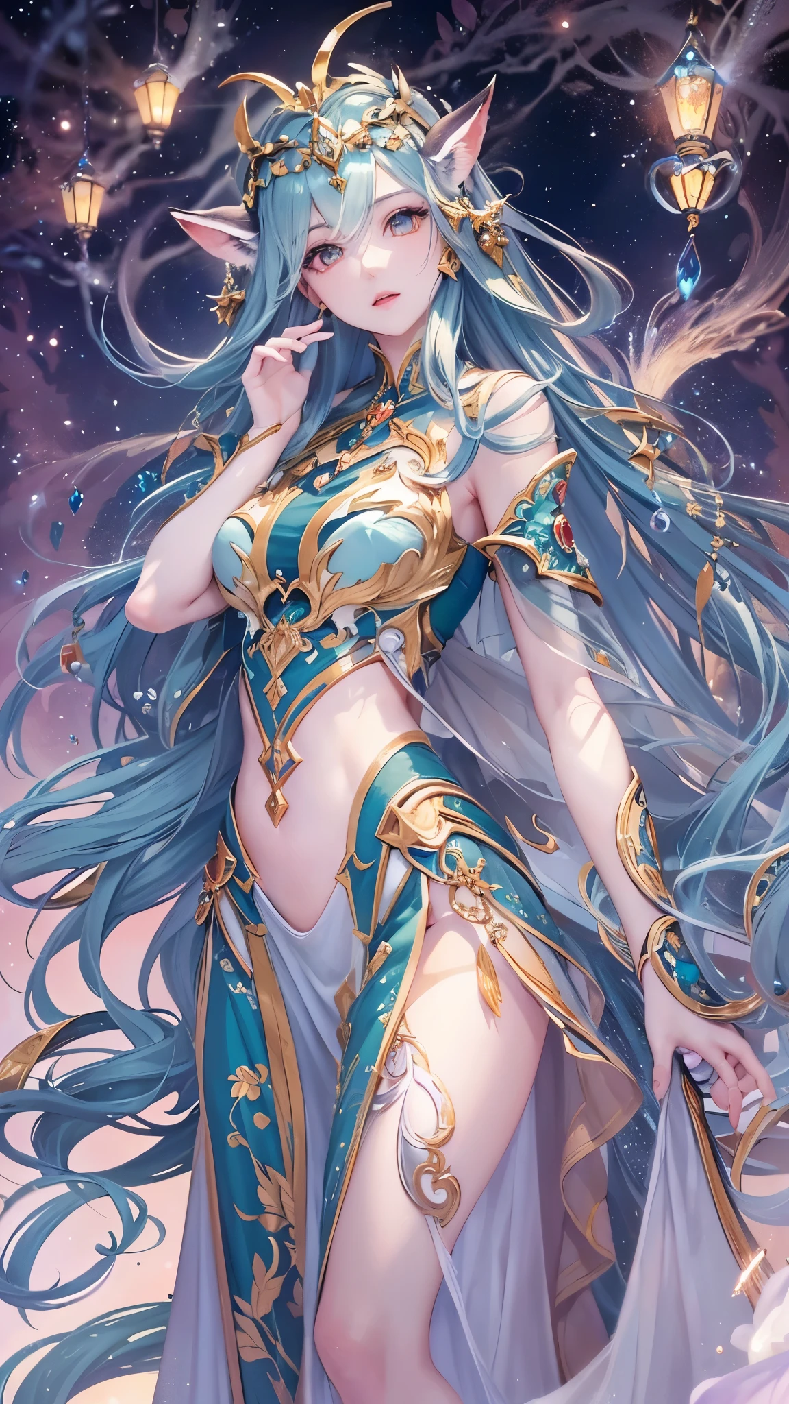 Deities、Artemis、absurderes、hight resolution、(Official Art、Beautifully Aesthetic:1.2)、
1girll、(pop-art:1.2)、(Zentangle、Flower Effects、Water Effects、Light Effects:1.2)、(Art Decoratif:1.4)、Precise details such as hands and fingers、Detailed and beautiful even the background