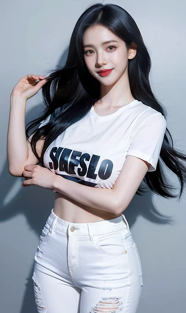 masterpiece, best quality,(realistic:1.4), long hair,sexy, realistic 피부질감, realistic 피부, slim, NSFW,Clear face, perfect face, crop tee,ultra miniskirt,