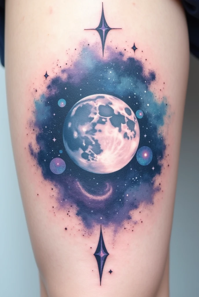 Make a tattoo with the moon that doesn't have people, Let it be like on a canvas (fur)