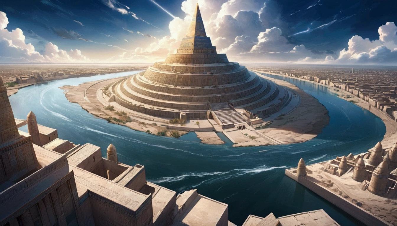Lost civilization，totem，Mards，pyramid，Detail decoration，Small figure，the trees，Custer landforms，Small city building，The fire burst into the sky，Photoreality，tmasterpiece，hentail realism，Photoreality，hight contrast，8K high-definition，Render the atmosphere，A detailed，ultra - detailed，超A high resolution，(真实感:1.4)，A high resolution，A detailed，richcolors