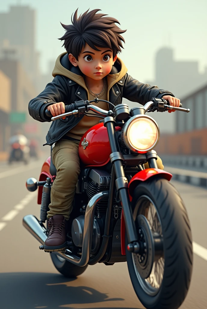 Boy on a motorcycle 

