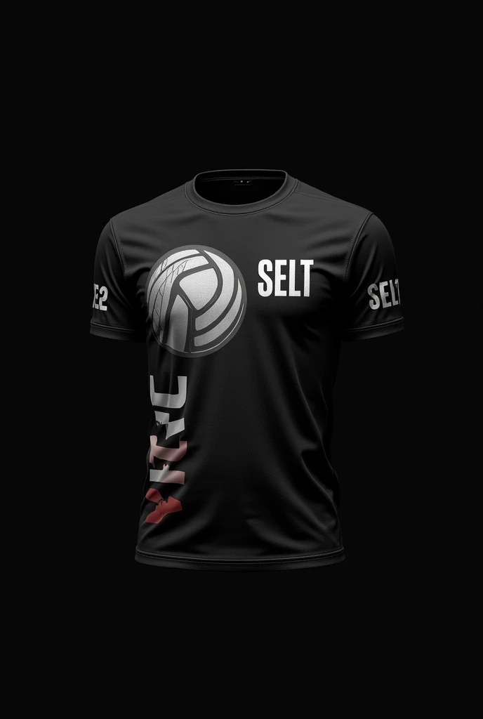 Shirt templates for the front and back with a design for a swimming team with a round neck and with the colors red, pink and black