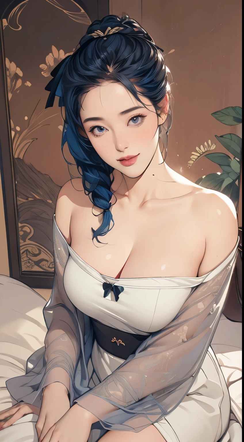 (Best Quality, 8k, 32k, Masterpiece, UHD:1.3), (Photo of Attractive Japanese Woman), ((1 Girl)), ((medium breast:1.3)), Abs, Perfect Body, Ultra Detailed Face, Detailed Lips, Fine Eyes, double eyelids, ((milf)) sexy girl, beautiful girl, jaw-dropping beauty, (blue long hair:1.2)), beautiful night gown, ((focus on face and breast)), ((opened clothes)),((ganyu)), inviting pose, close up portrait, bath robe, ((at showering)),wet body, in shower room