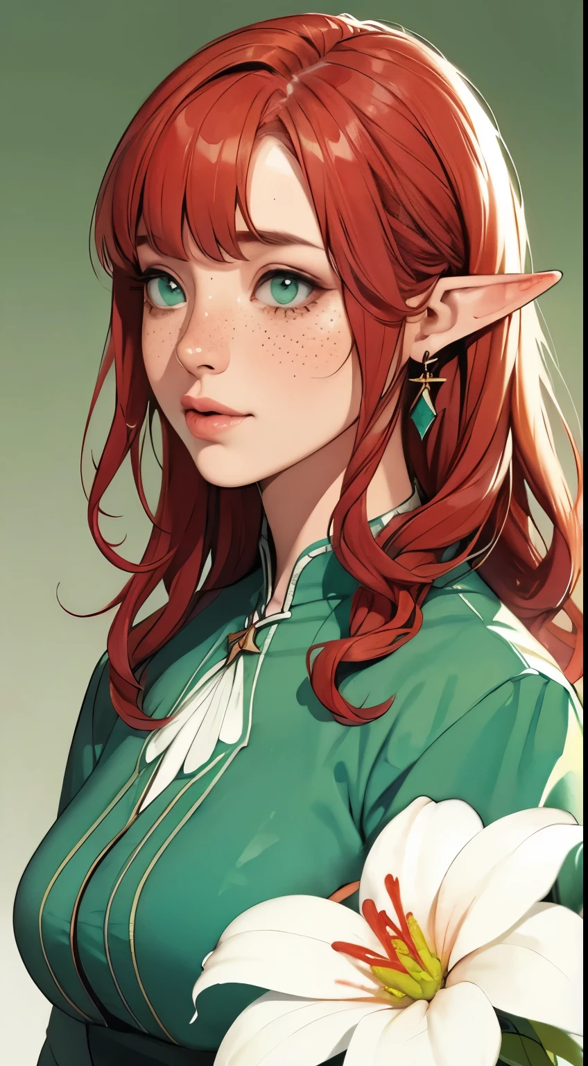 Pastel Gothic, elf, Pointy ears, Brunette with red hair