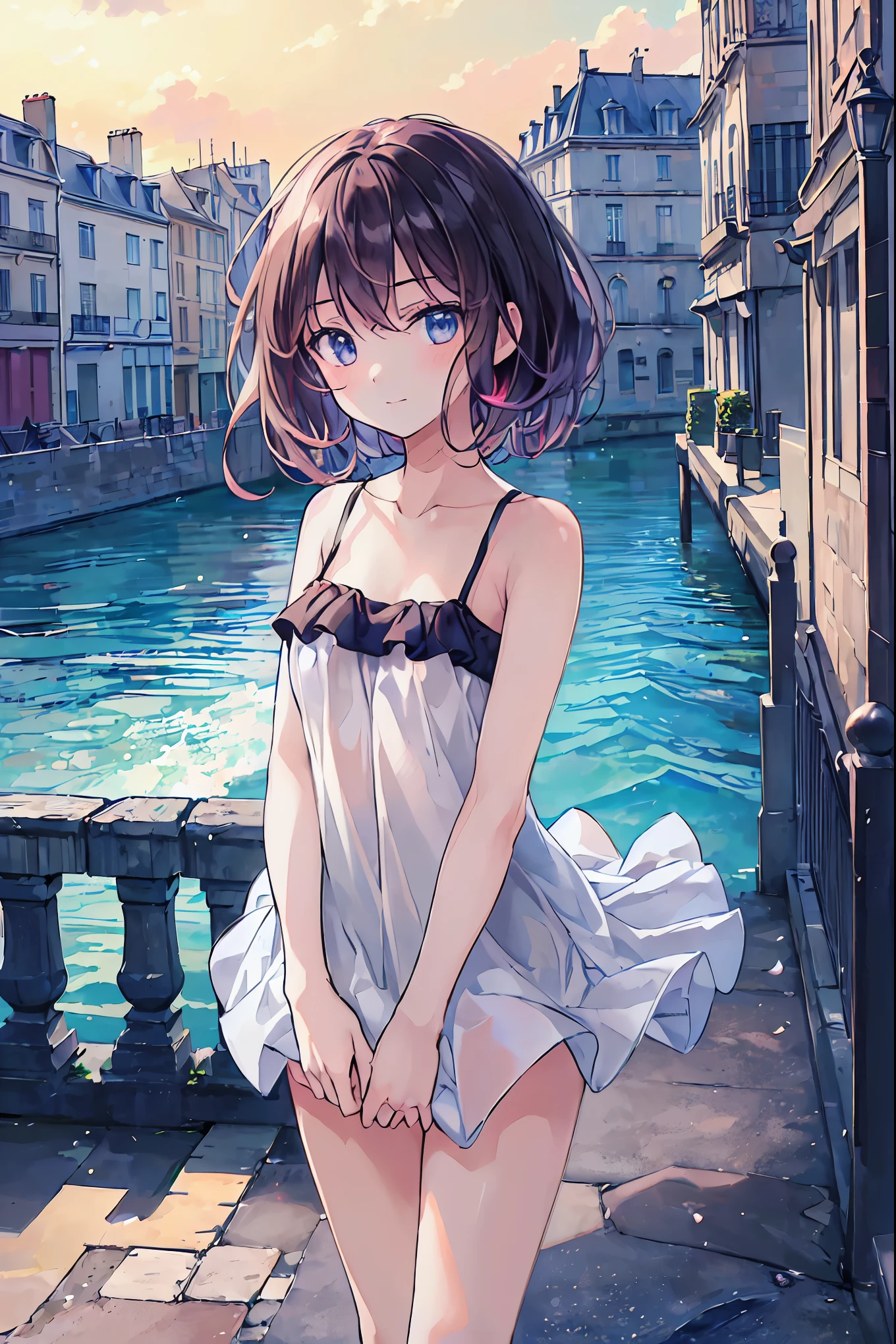 Highest quality、1. girl、ビキニのgirl、Playing in the river、Sweaty、sunny、