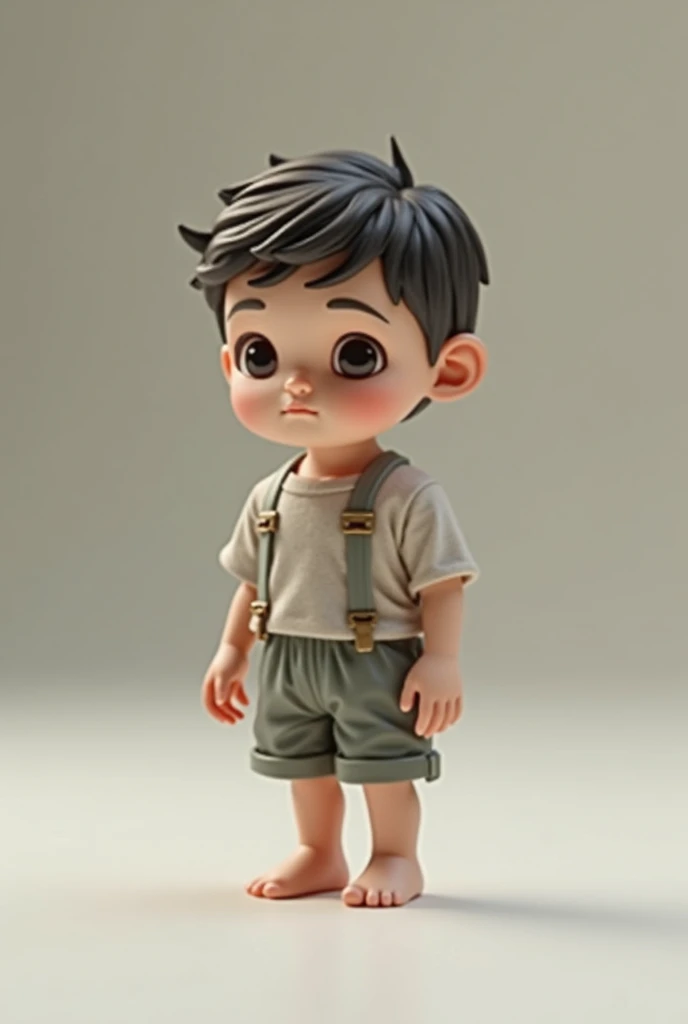 (masterpiece, best quality), 1 boy, Dark black short hair,Crewneck shirt. Midi-length loose-fitting shirt in linen,Loose cotton and linen shorts, only, Looking at the camera casually,front,White background,whole body, full body.