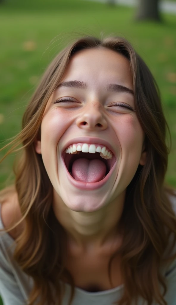 Female with open mouth and semen