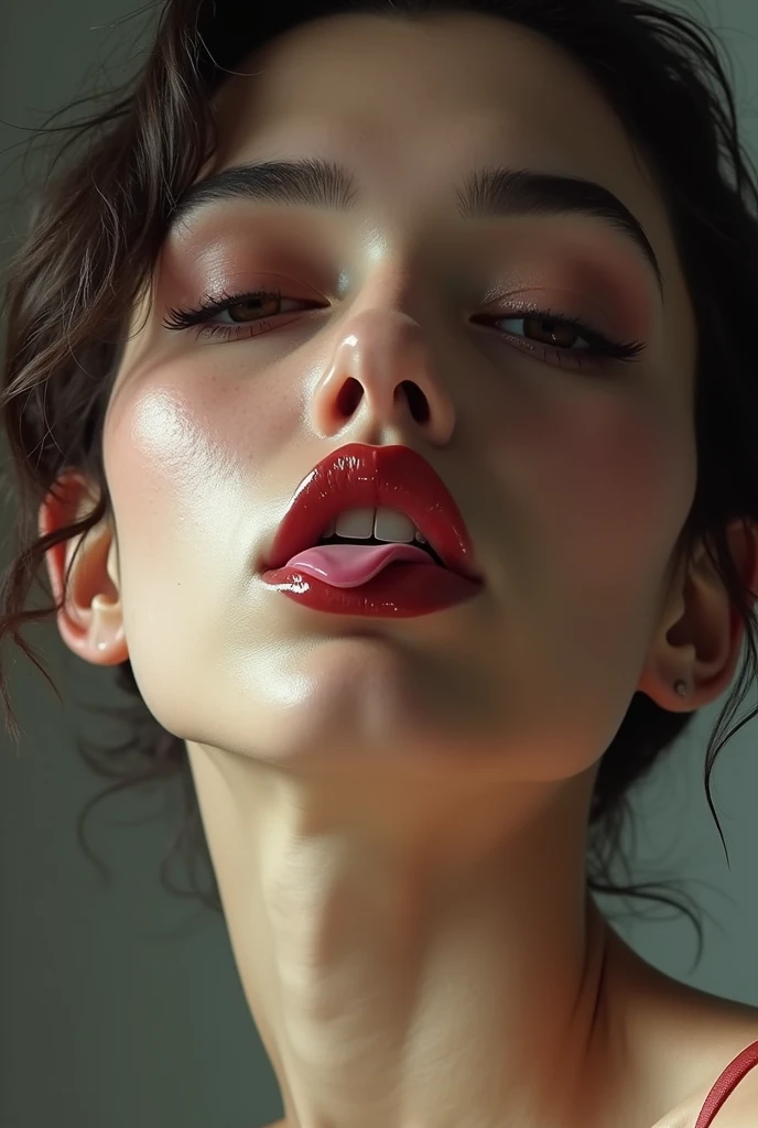 there is a young boy with red lipstick on his face, dang my linh, very full lips, lips slightly parted, full lips, profile pic, nivanh chanthara, profile picture, parted lips, lips wide parted, tumblr, by :5 sexy: 7, with very thin lips, by Yi Insang, thawan duchanee