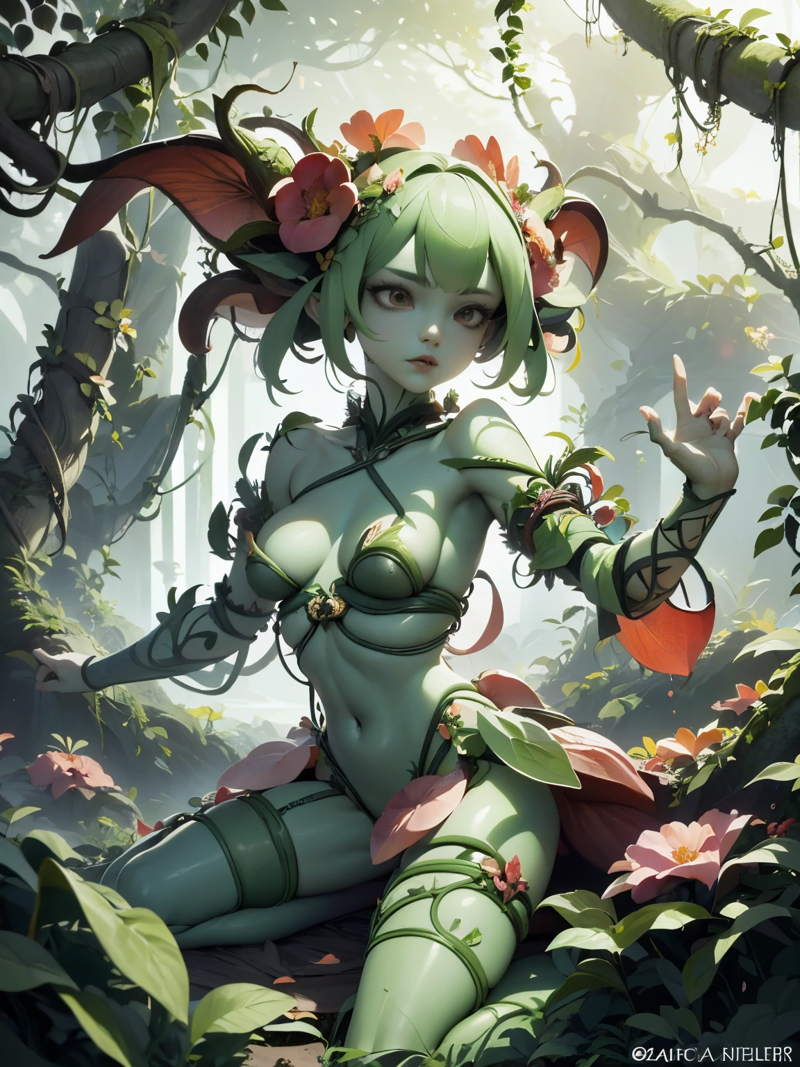 beautifull alluring dryad, arms and legs are blooming lush branches, legs are roots, skin is like tree bark, leafy hair, Beautiful D&D Character Portrait, Ominous, Dark Fantasy, Detailed, Fiverr Dnd Character, Octane Render, Digital Art, Extreme Detail, 4k, Ultra Hd, Polished, Beautiful, Hyperdetailed, Intricate, Elaborate, Meticulous, Anime Character, Detailed, Sharp Focus, Wlop, Character Design, Unreal Engine, 3d Rendered, Volumetric Lighting, Reflections, Glossy, Digital Illustration,Unreal Engine, 3d Rendered, Volumetric Lighting, Reflections, Glossy, Digital Illustration, Sensual Pose, Suggestive Pose, Full Body Shot, anatomically correct, naked, vissible nipples, puffy vagina 💖❤💕💋❣