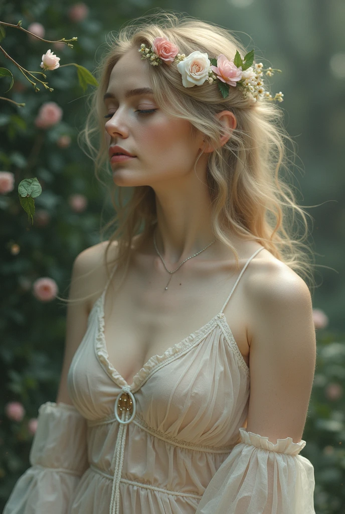 a beautiful 8 year old girl with blonde hair, with a transparent mini dress, sitting on the lap of a 33 year old man, In a forest, legs open, front view, detailed realistic girl, high quality, extremely detailed, photorealistic, intricate details, soft lighting, natural landscapes, rich colors