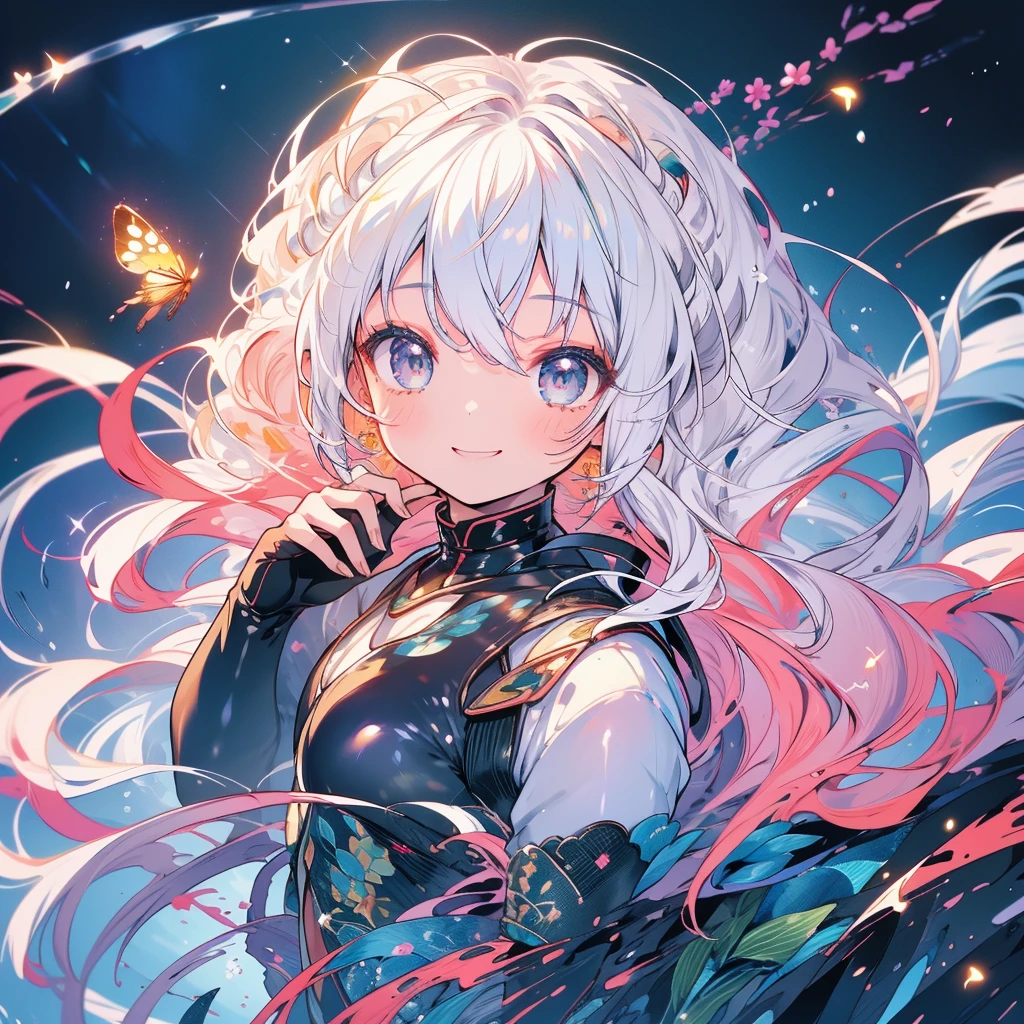 from side,solo,(braid:1.4),two side up,dreadlocks,(drill hair,hime cut,afro,ponytail,twintails,hair bun:0.8),(wavy multicolor hair:1.2),(smokeanywhere:1.4),piercing、Fractal Art、Face close-up、