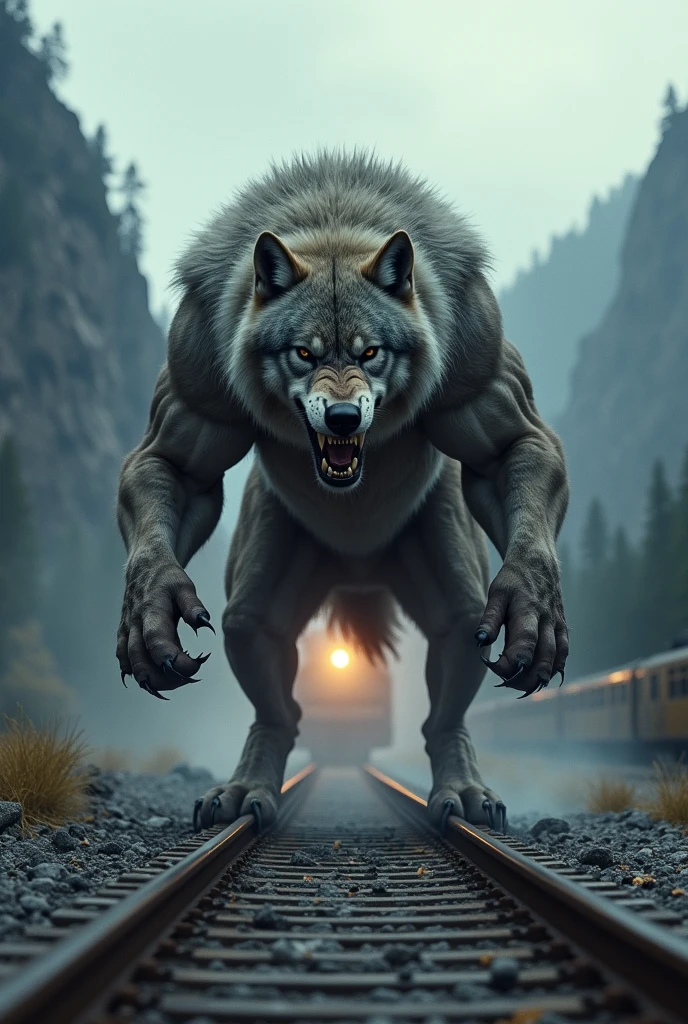 Muscular wolf with huge cock