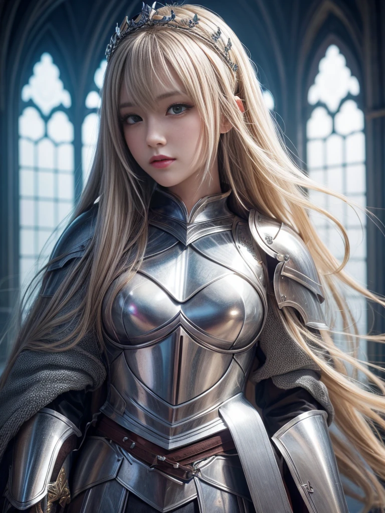 Perfect natural light、8kHigh resolution、High resolution、masterpiece、Fantasy Virtual World、Gravure quality、Light Hair Color、Knight of the Palace、Holy Knight Costume