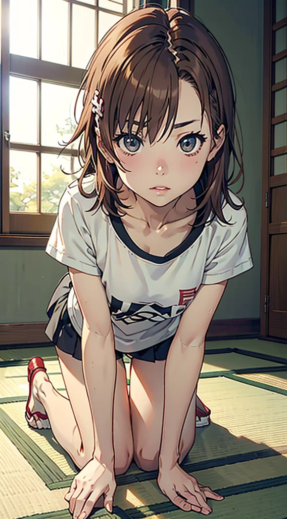 slouch、On all fours、Misaka＿Mikoto、slouch、Japanese-style room、T-Shirts