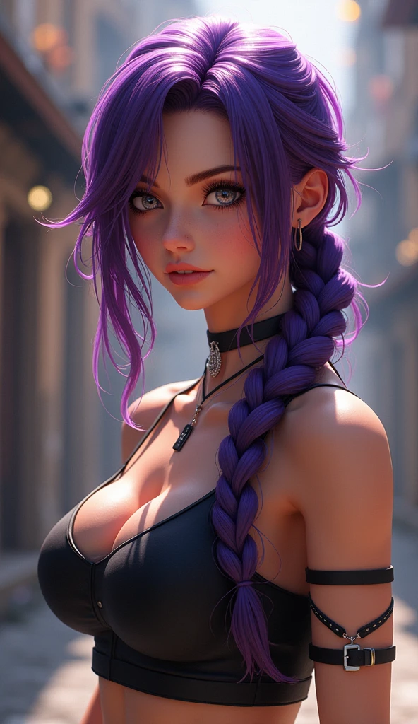 (8k, Raw photo, best quality, masterpiece), ultra high resolution, (realistic, photorealistic), 1girl, emotionless, only, purple hair tied up, Blue eyes, two small horns,
Waifu.
Professional lighting, Detailed lighting, backlighting, depth of field, Natural lighting, intense focus, two meters shooting distance, professional photoshoot, Detailed eyes, realistic eyes, detailed shadow, cg game, Cosplay,
Sexy clothes