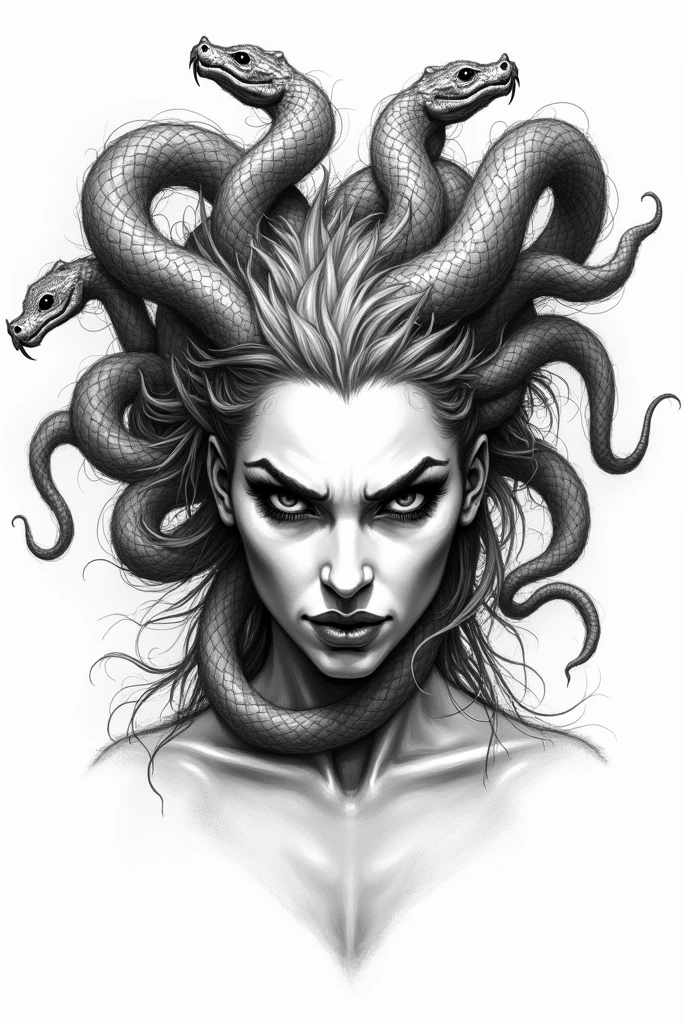 recreate, Medusa with snakes on her head