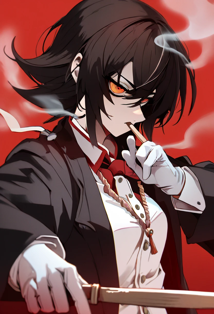 Anime - smoking doctor style image, guweiz style artwork, badass anime 8k, high quality fan art, zerochan art, high resolution commission, commission by kamagurka, guweiz, badass pose, lee chevalier Official fan art red background inspired by