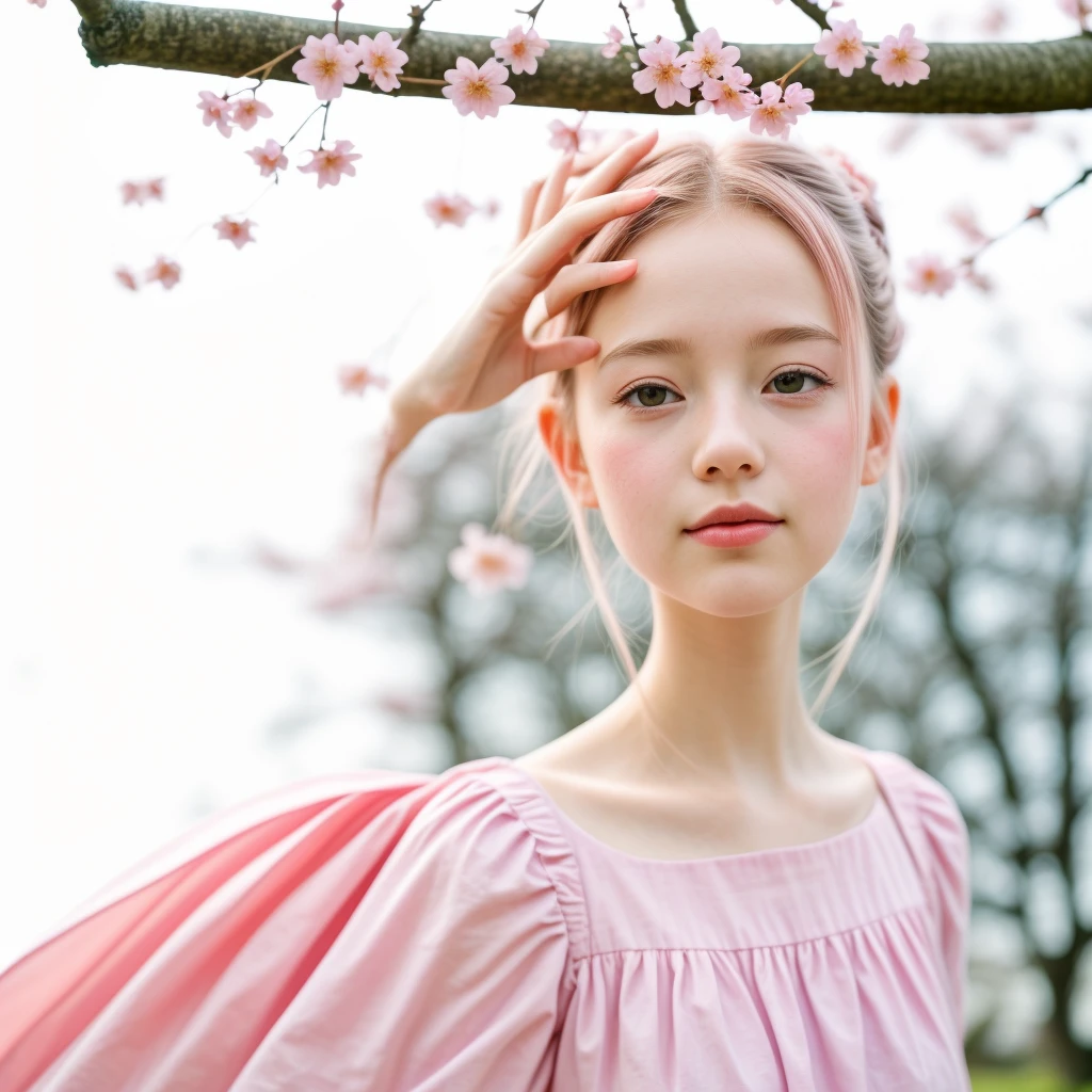 masterpiece, best quality, cinematic photo of Whimsical, Anime Girl, Cherry Blossoms, Spring, Pastel Colors, Hand-drawn Style, High Resolution, photograph, film, highres