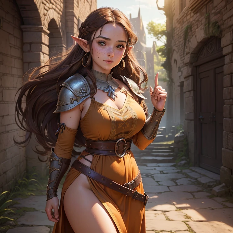 There's an elf (Arshes No de Bastard) elfa adulta de 30 anos nua, sem roupa, Morena, marrom (Peta Jensen), (Camgirl), (onlyfans) posando nua, totally naked in a ruin scene for the ancients, Ancestral ruins, covered by vegetation and vineyards, realistic vegetation, Aztec Ancient Ruins, cinematic natural light, chuva leve caindo, leves pingos de chuva, dust particles in light, dust particles in the air, Bottom view, Viewing angle below, olhar de baixo para cima, olhando de baixo, close de baixo, MULHER SEXY, sensual, provocador, cabelos escuros, hair with a long braid over the chest, smaller braids tied to the head, |, olhar sexy, sensual, olhos verdes, branca, sarda no rosto, realista, boca entreaberta, sensualidade ao extremo, Seios enormes (Oppai), massive breasts, seios grandes soltos (Latina Jennifer Mendez adult video 1 8 years), seios arredondados, seios grandes (Angela White) com pintas, sardas, Fundo, sardas no peito, piercing na barriga, barriga sexy, barriga levemente marcada, Fofa, sexy :8, A partir de 8 K fosco, sexy look at the camera, pose atraente, seios explodindo, Breasts Visible, para amostra, descoberto, bicos duros, mamilos endurecidos, enrijecidos, Excitado, lascivo, provocador, corpo sexy, corpo molhado, water dripping down body, quadril largo, coxa grossa, Pose sexy, private parts on display, visible private parts, well visible, virilha e  detalhada, pelos pubianos escuros, levemente raspado,  majora e , corpo perfeito, corpo escultural, 4k], 4 mil ] realista, perfect  lighting, contraste perFeito, sombra,Bottom view, camera from below, realista, filtro escuro, profundidade, 4k