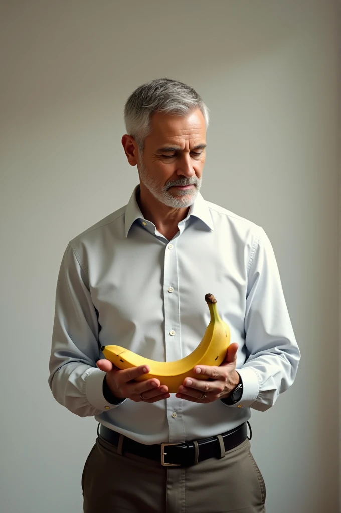 Create an 8k image of sexy 50 year old men holding a banana