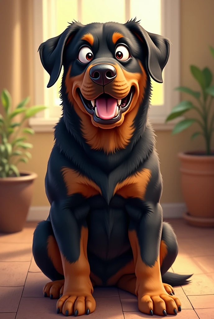 Large black mixed breed dog taking a shower