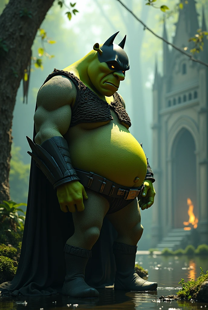 Shrek pregnant with batman, epicrealism - SeaArt AI
