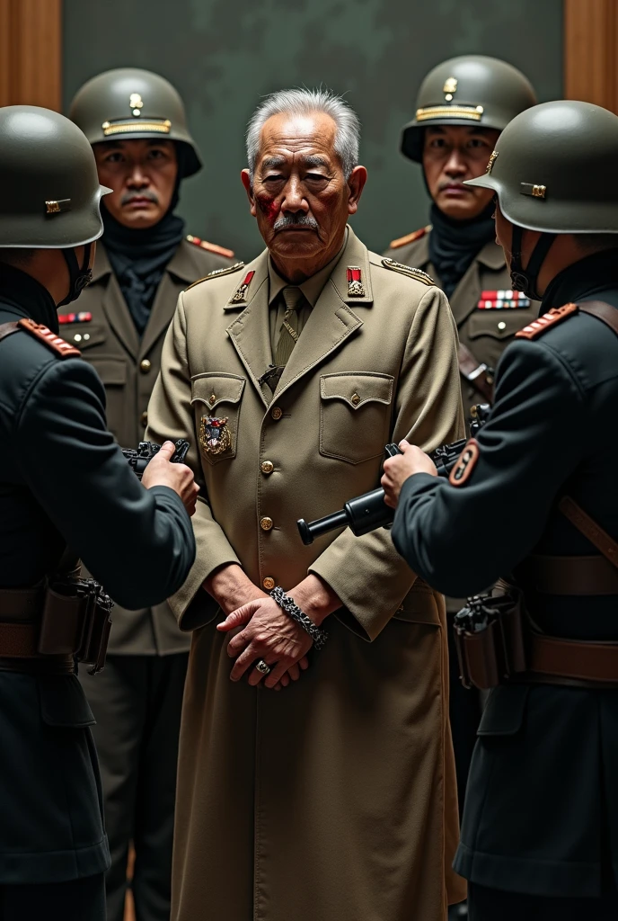 (masterpiece), best quality, extremely detailed face, ((old man in a green suit stands beside)) (((nude naked nude naked young teen girl wears a military hat and salutes))) and has chignon hair and has medium breast and nipple and vagina and earring and necklace and wristwatch, classroom setting, classroom, crowd of old men in black suits, crowd of old men in black suits, crowd of man in suit in the background, old man in suit in the background, American flag on the wall,