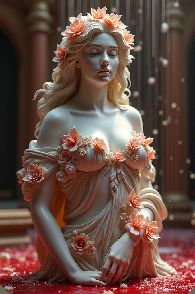 Venus posing for her sculpture