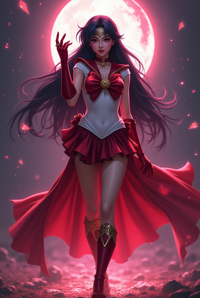 1girl, sailor Pluto, bishoujo senshi sailor moon, elegant detailed eyes, detailed facial features, long eyelashes, beautiful detailed lips, elegant detailed pose, highly detailed, masterpiece, 4k, hyper realistic, photorealistic, cinematic lighting, dynamic composition, intricate details, vibrant colors, soft dreamy atmosphere, magical girl fantasy, full body shot