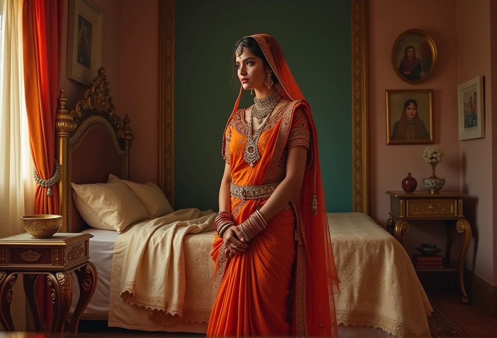 Young Indian father dressed as a woman in bondage and bride costume in underwear hiding from his wife and incest with his son　childs room