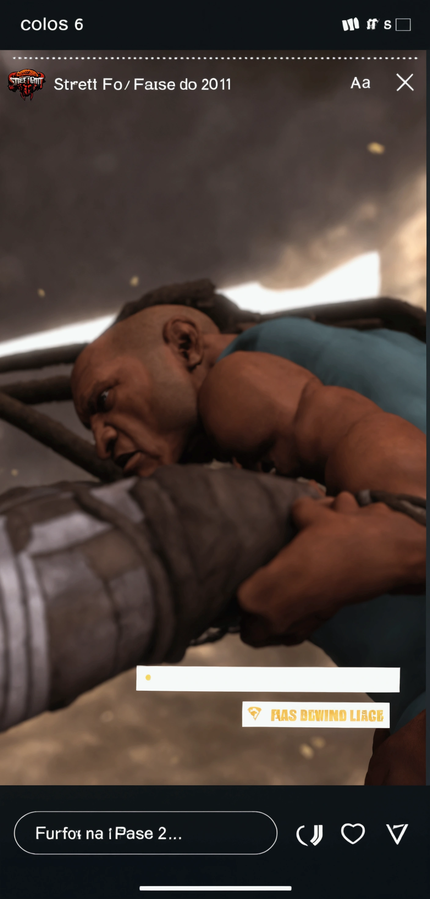 Muscular shirtless handsome orc with gray skin laughing, hands above head tied to a tree, disembodied  hands tickling his armpits, armpits grab, tickling ribs, tickling armpits, tickling sides, forest background 
