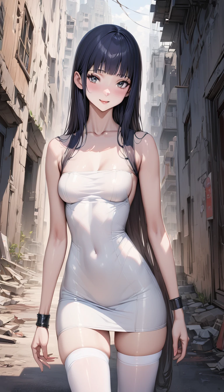 1girl, (((Kuchisake-onna))), masterpiece, ((long black hair)), torn mouth, damaged mouth, urban legend, ghost, darned mouth,sewn mouth, shy, dark green eyes, Hairline, Fair skin, Masterpiece weaving on the side, Best quality, Long white dress, stands, look at the viewer, medium chest