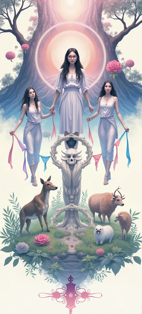 Depict an epic chapter of a wonderful book. (YES NSFW), In the center of the scene two primitive ancestors women WhiteWetWear, Demonstrate powerful cosmic energy. (perfect faces), Next to them a vibrant explosion. Bright colors represent the original state of the universe, like a newborn. five gods exist in the image. ((perfect faces)). Everyone has a unique look and expression,Reflecting their connection to the universe. Surrounding the universe are eight huge floating rocks, Planet symbolizing the cosmic garden. Each planet has unique characteristics, Such as lush scenery, glittering ocean, and mysterious atmosphere. Although the gods strive to bring joy and life to the universe, Their sadness is palpable. sun, Now a huge incandescent rock, Emits intense heat and bright light, unique light. Scattered throughout the site, stars shining bright, like little gaseous rocks that light up the universe. at last, Primitive people and theirs took on a majestic bipedal form, Show their greatness and divine power. Use your creativity and skills to create an image,Capturing all the cosmic grandeur of this enchanting chapter, Highlight the perfection and depth of every detail. matic