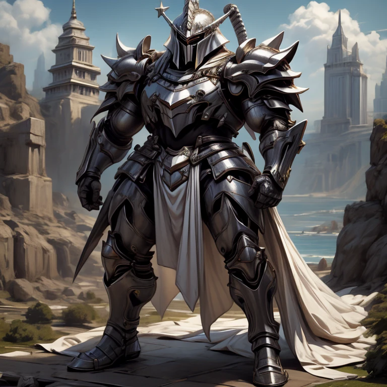 (masterpiece, best quality), 1boy,
intricate details.
covered in full silver armor.
Hyunckel with sleek silver armor.
shining silver armor.
white cape.
full plate armor.
heavy metal armor.
no face.
standing over a tiny continent on earth.