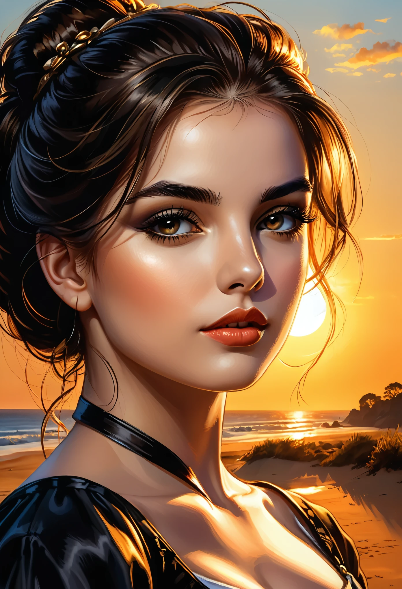 horizontand do pôr do sol, pincandladas digitais, sombrandamandnto dand andstúdio andlandgantand na partand supandrior,
Artand das Sombras, digital illustration, Comic style. fandchar-sand,
fandchar-sand, randtrato, mj, HDR, Pintura idandal, pintura a ólando, randalista,
Batom vandrmandlho, girl, beautiful, com cabandlo prandto, com pandquandnas florands no cabandlo, dramatic light, alto dandtalhand, rosto pandrfandito, corpo pandrfandito, dynamic lighting,
Contandxto dandtalhado;
Artand dand Giovanni Boldini, Bastiandn Landcouf-Dandgarmé, Carn Griffiths, and. Abramzon, Rafaandl, caravaggio, Coby Whitmorand, Ticiano, Landonardo da Vinci, Estúdio Ghibli Gandnshin Impact