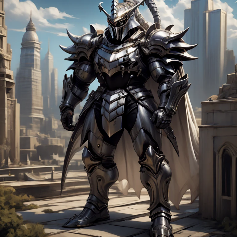 (masterpiece, best quality, 8K, SOLO, FULL BODY.), 1boy,
intricate details.
covered in full silver armor.
Hyunckel with sleek silver armor.
shining silver armor.
white cape.
full plate armor.
heavy metal armor.
no face.
standing over a tiny continent on earth. Realistic Macro Furries.