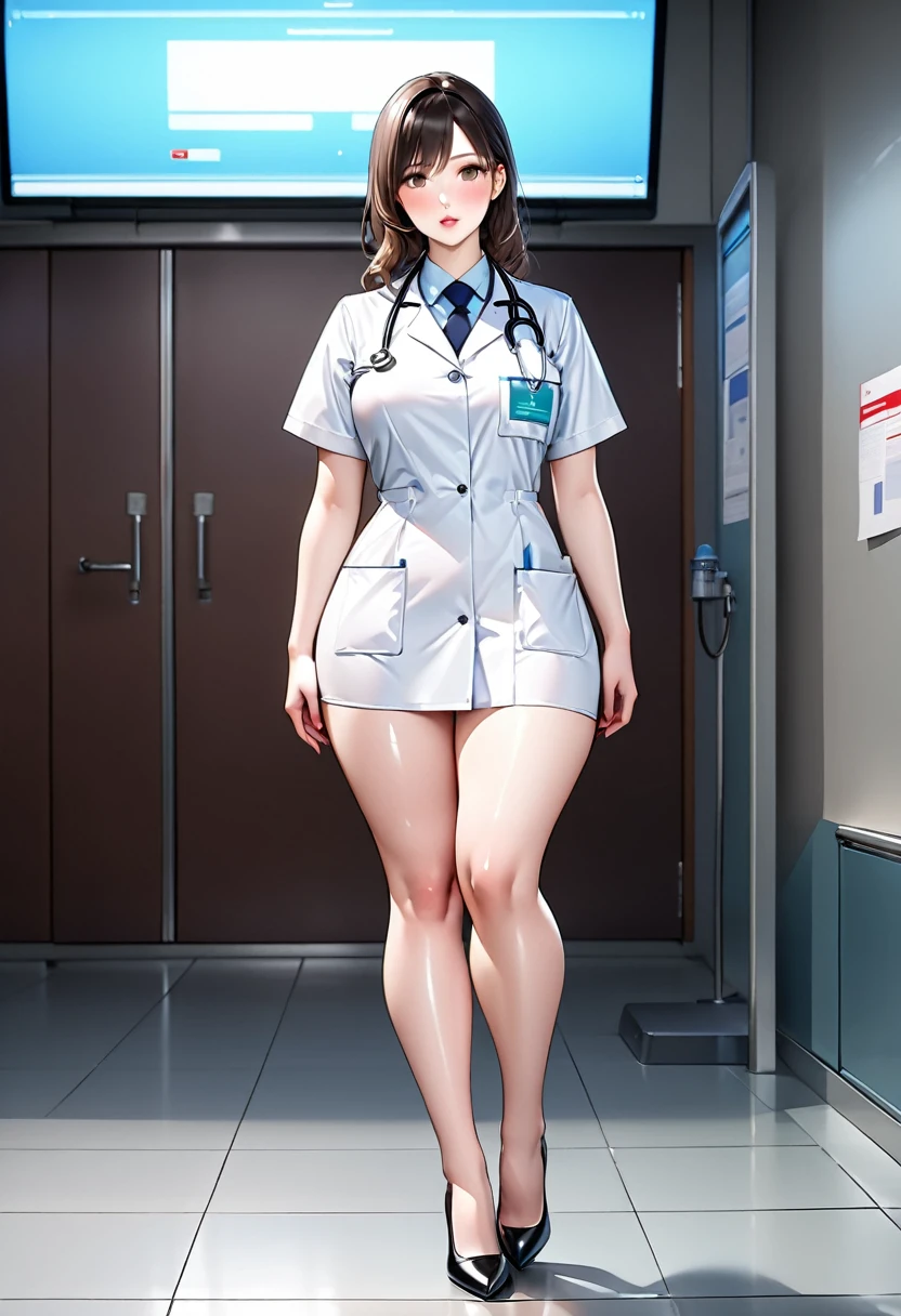 omniscient reader point of view, Sooyoung Han, Naver Webtoon, Left under-eye mole(1pc), Black-haired(shot), white coat, nude, chest, nipple, flushing, full body photo, Under-eye points(1pc), Black-haired(shot), nude, naked, chest, nipple(pink), white coat, full body photo, flushing