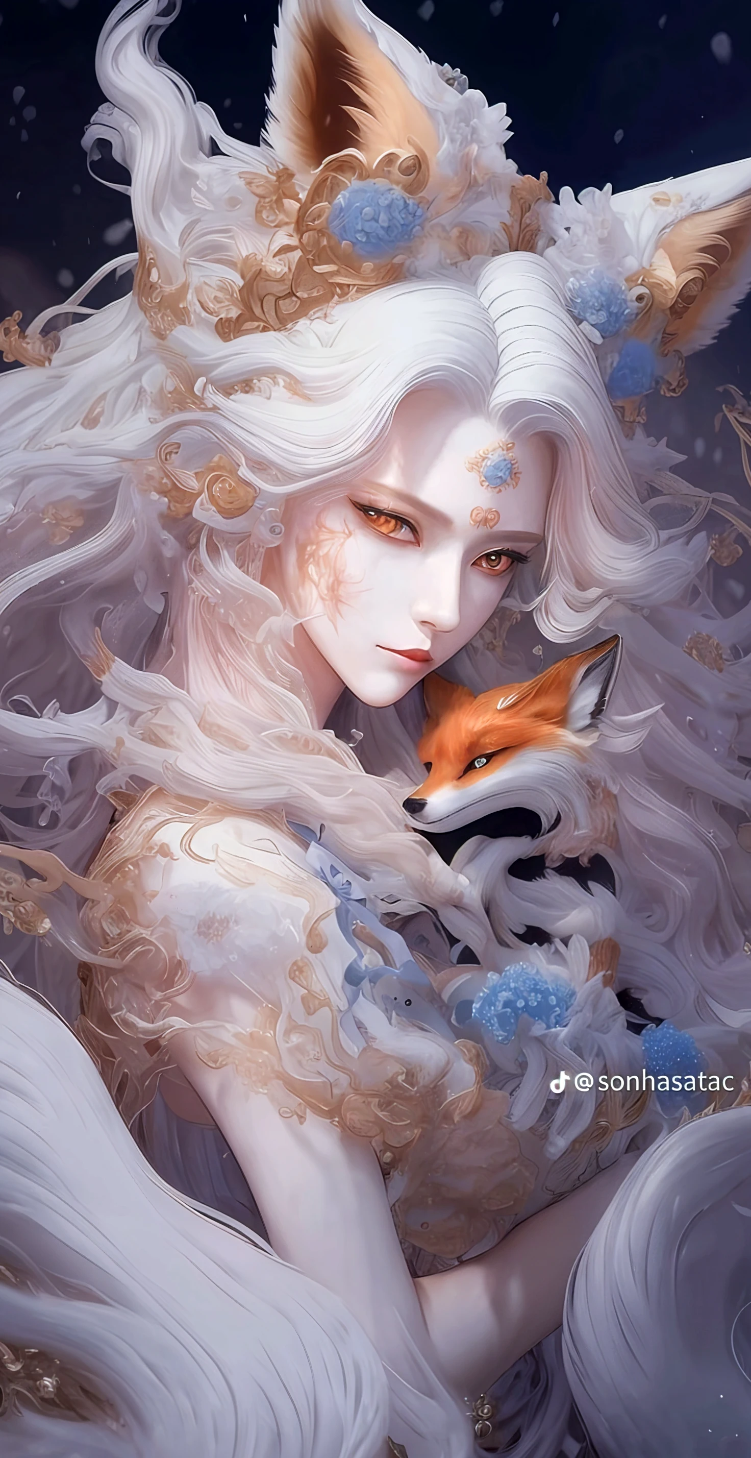 A white wolf, Onmyoji detailed art, WLOP and Sakimichan, by Yang J, furry fantasy art, trending on artstation pixiv, 2. 5 D CGI anime fantasy artwork, mythological creatures, Fantasy art Behance, very very beautiful furry art, Detailed digital anime art, Anime fantasy illustration