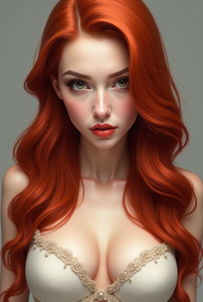 Redhead with blue eyes and an hourglass figure