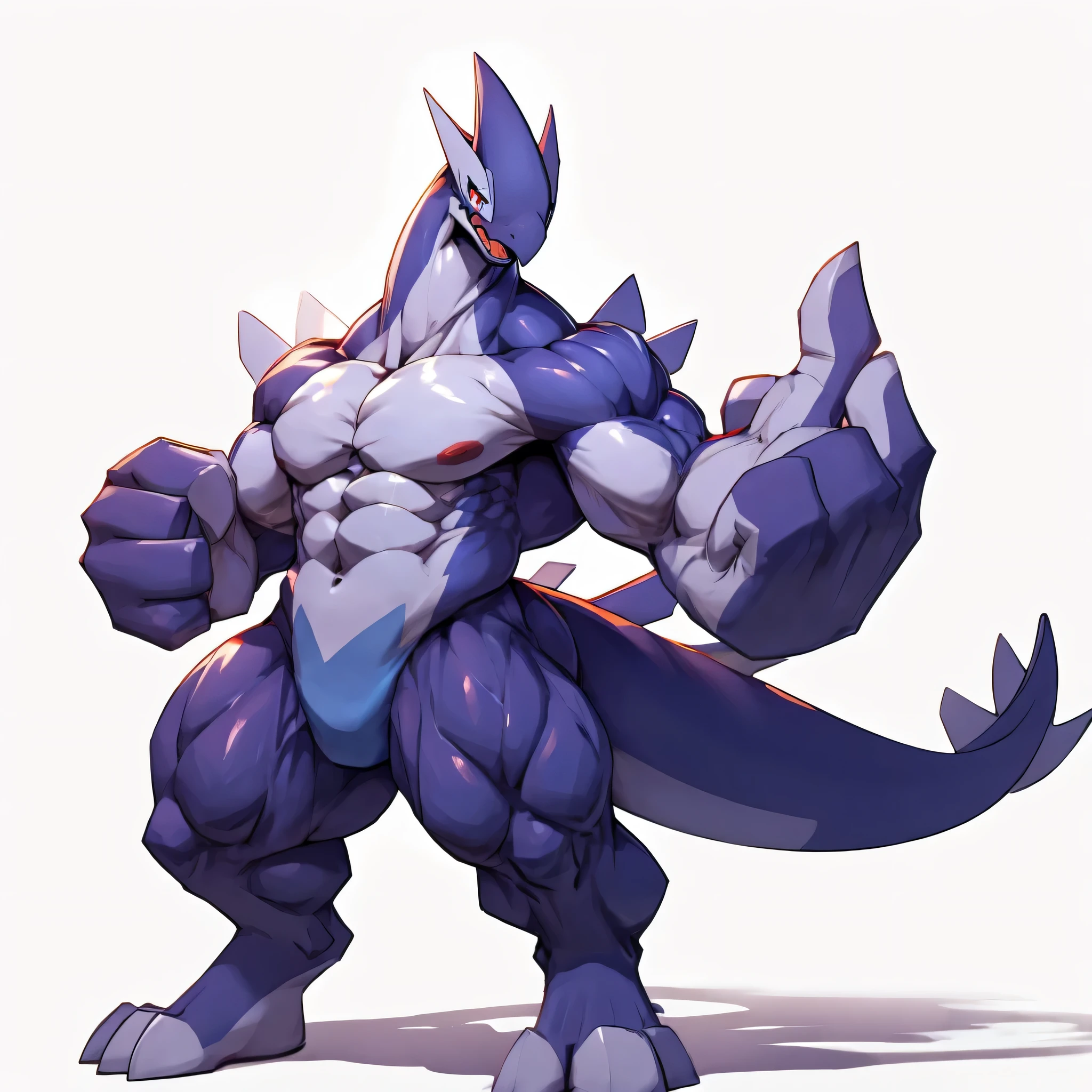 4k ultra quality, 4k full body view,masterpiece quality, ShadowLUGIA pokemon male anthro,solo,looking at viewer,angry face, open mouth,red eyes,heavy weight plump,wide pectral muscles,venis popping,massive body, thick thighs,large foot,open legs,glossy skin,strong fighting pose,full body standing, white background