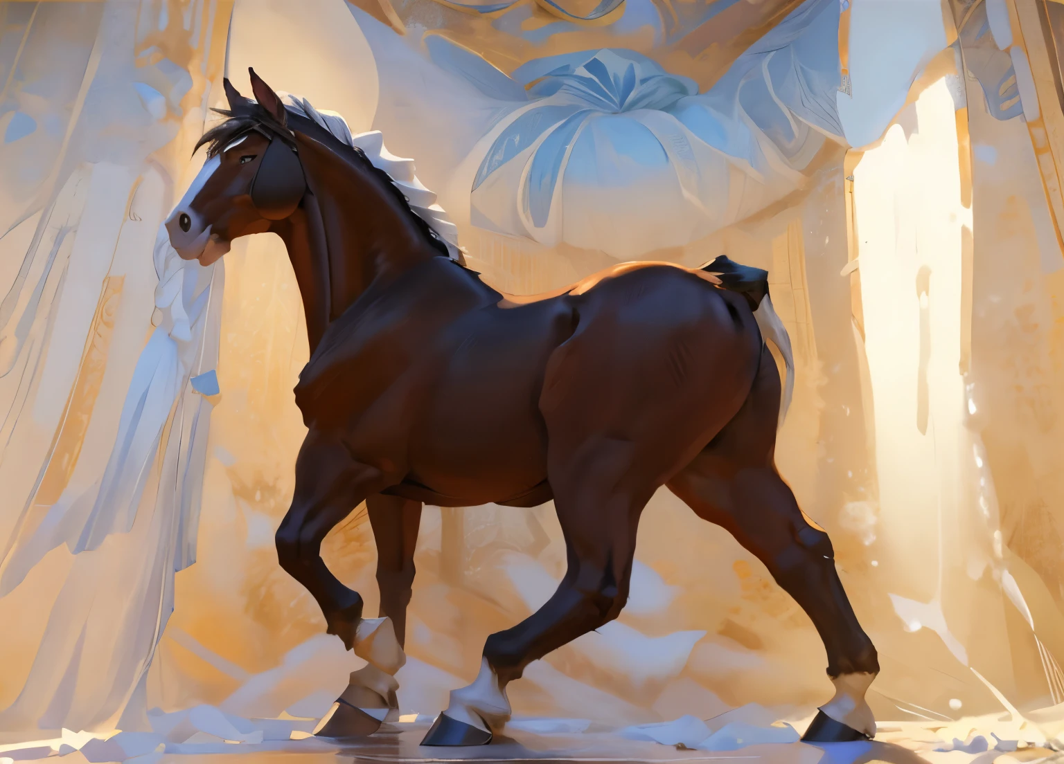 (masterpiece, Best quality:1.2), Huge Draft stallion with huge erected horse style penis ejaculate