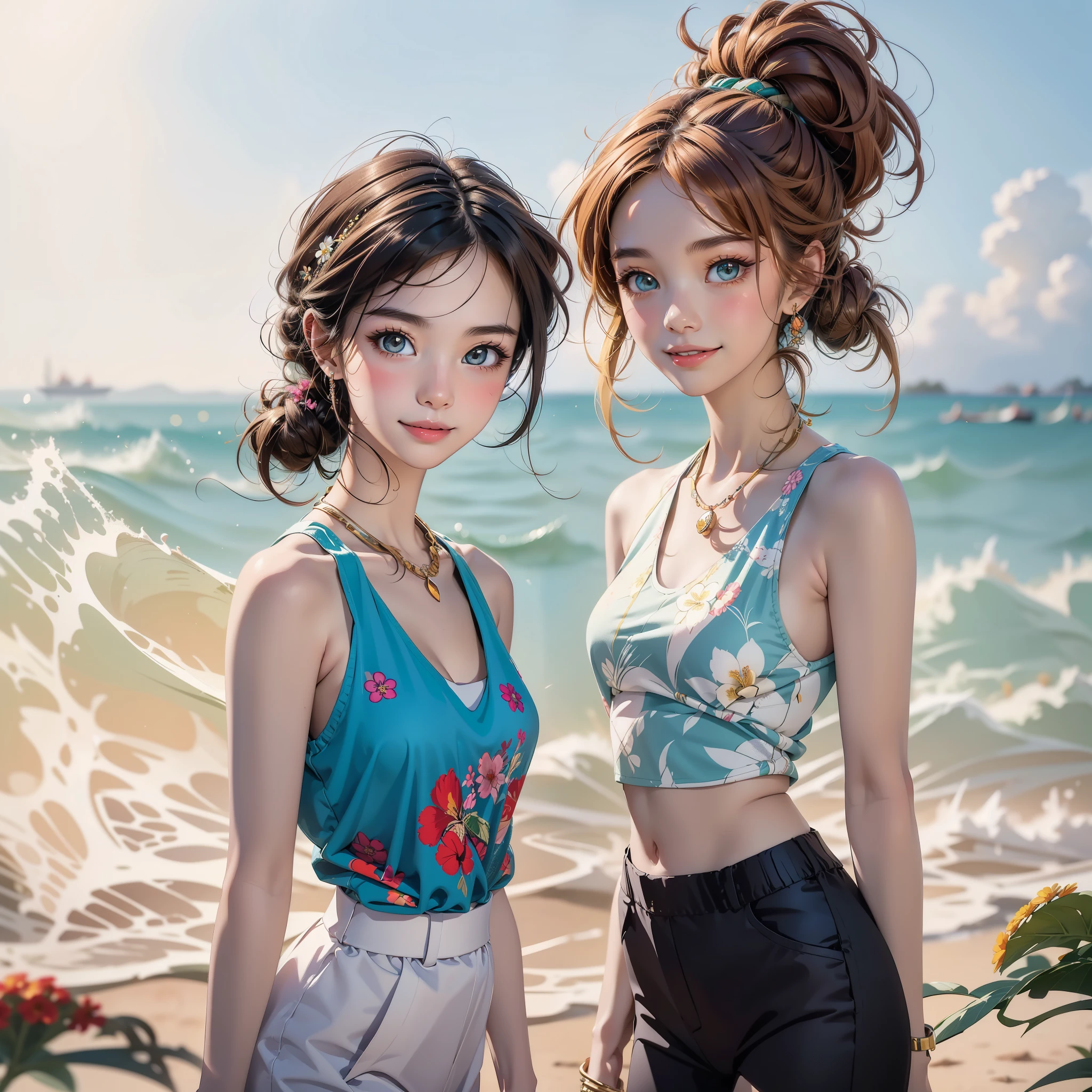 twogirls,At the bottom of the sea,Clownfish in the sea,whales,Colored jellyfish,Colored swimming rings,Permeable seawater --auto