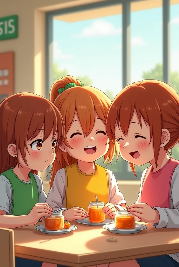 (masterpiece),(ultra-detailed), (high quality), (high resolution), (best quality:1.5, highres, UHD), highres, absurd, ultra detail, ultra quality, Ultra resolution, 16k, ((3heads:1.5)), (yellow orange hair), (black hair), (white hair)(different hairstyles), eyes, casual wear, (gray turtleneck sweater), (sleeveless sweater), strong and confident expressions, ((kindergarten)), (smiling), green construction helmets, ((three headed girl))