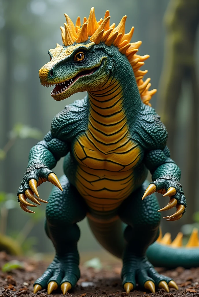 realistic photo of a humanoid banana dragon hybrid monster