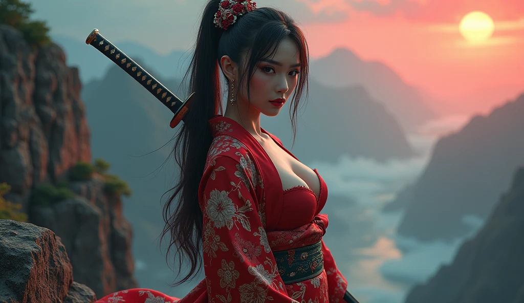 8k , Beautiful Idol , White skin , exotic face , baby face , Beautiful , masterpiece , ((Japanese warrior armory ninja uniform)) , ((Sexy naked ninja) , ((Cloak:1.1)) , Ultra large naked breasts , An Action , ((muscular:1.3)) , sexy look , Dramatic images , gorgeous , Beautiful mountain road , extremely detailed , angry face , ((blowing hair:1.3)) , Tied in black/pierce hair , battlefield , Flag of the Japanese Ninja Dynasty8k , Beautiful Idol , White skin , exotic face , baby face , Beautiful , masterpiece , 18 years , sleeveless , ((Japanese warrior armory ninja uniform)) , ((Sexy Ninja Uniform)) , cord , ((Cloak:1.1)) , Ultra large naked breasts , An Action , ((muscular:1.3)) , sexy look , Dramatic images , gorgeous , Beautiful mountain road , extremely detailed , angry face , ((blowing hair:1.3)) , Tied in black/pierce hair , battlefield , Flag of the Japanese Ninja Dynasty