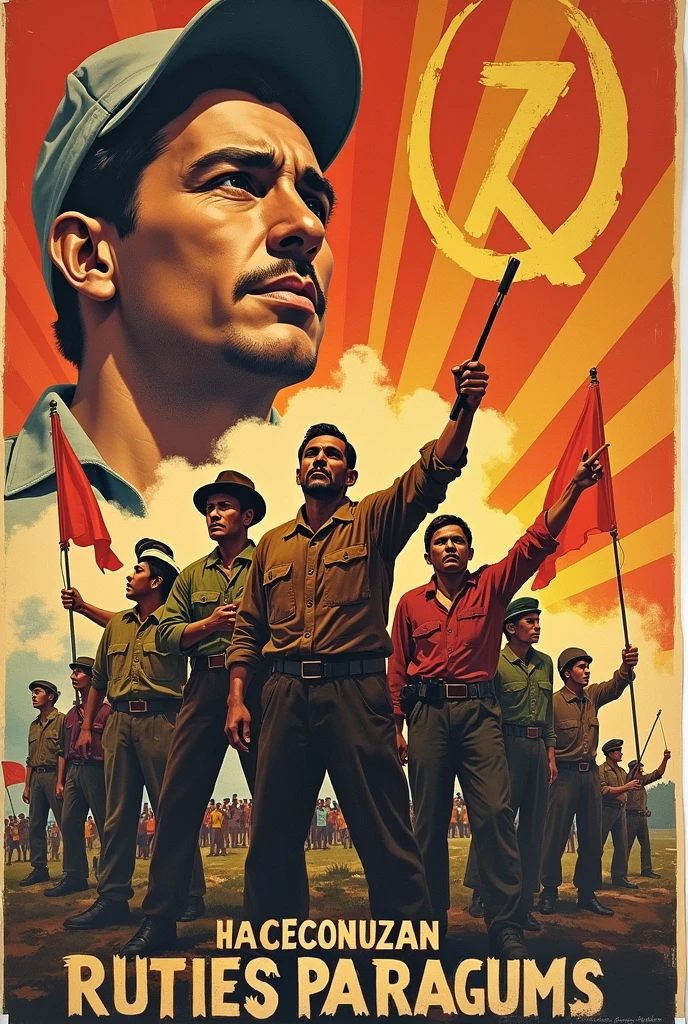 In the style of Soviet posters、Shirtless men are updating。Pants are black