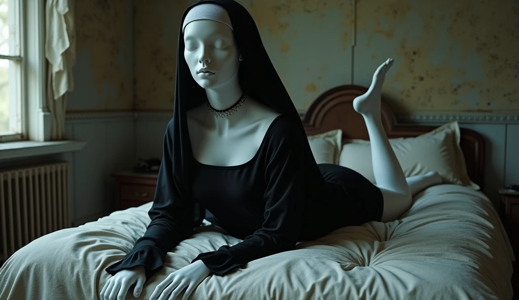 Naked nun in bed